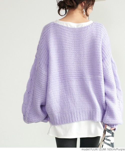 coca（coca）（コカ）の「やわらかローゲージニット（ニット/セーター・レディース・アイボリー/ライトグリーン/パープル・ONE SIZE）」の11枚目の写真