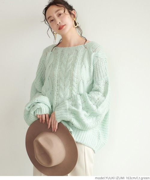 coca（coca）（コカ）の「やわらかローゲージニット（ニット/セーター・レディース・アイボリー/ライトグリーン/パープル・ONE SIZE）」の13枚目の写真