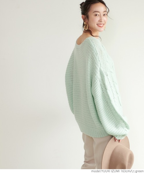 coca（coca）（コカ）の「やわらかローゲージニット（ニット/セーター・レディース・アイボリー/ライトグリーン/パープル・ONE SIZE）」の15枚目の写真