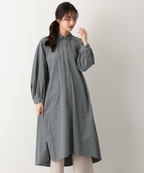 Global ワンピース ドレス ワンピースカロヤカコーデュロイシャツワンピース 注目のブランド即納 ワンピース