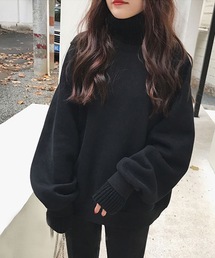 重ね着風ハイネックスエットゆったりシルエットトレーナー