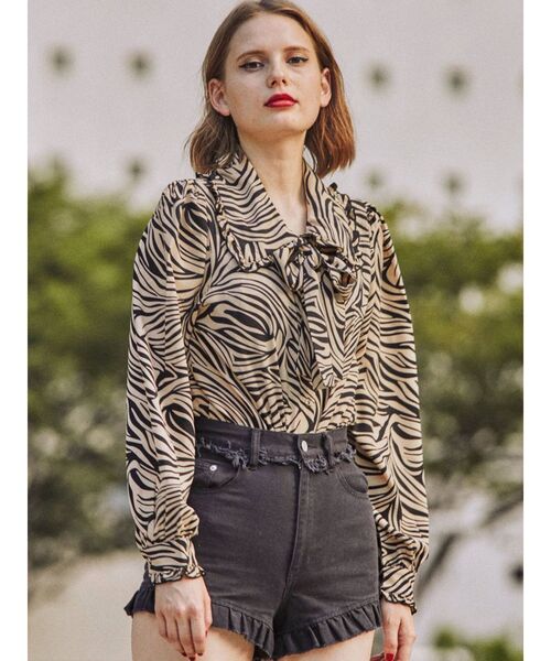 jouetie（ジュエティ）の「ビックカラーフロントリボンブラウス（シャツ/ブラウス・レディース・ブラック/オフホワイト/その他1・MEDIUM）」の8枚目の写真