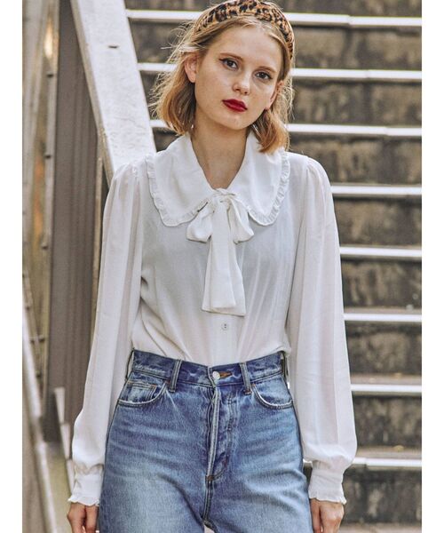 jouetie（ジュエティ）の「ビックカラーフロントリボンブラウス（シャツ/ブラウス・レディース・ブラック/オフホワイト/その他1・MEDIUM）」の18枚目の写真