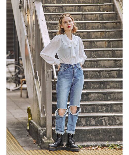 jouetie（ジュエティ）の「ビックカラーフロントリボンブラウス（シャツ/ブラウス・レディース・ブラック/オフホワイト/その他1・MEDIUM）」の14枚目の写真