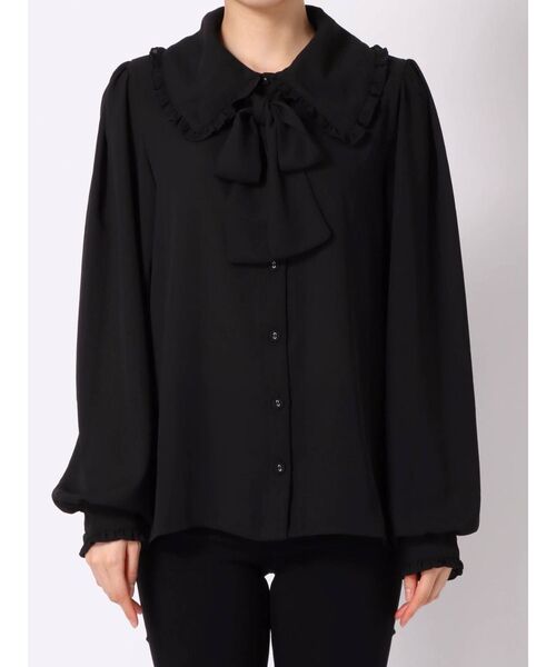 jouetie（ジュエティ）の「ビックカラーフロントリボンブラウス（シャツ/ブラウス・レディース・ブラック/オフホワイト/その他1・MEDIUM）」の4枚目の写真