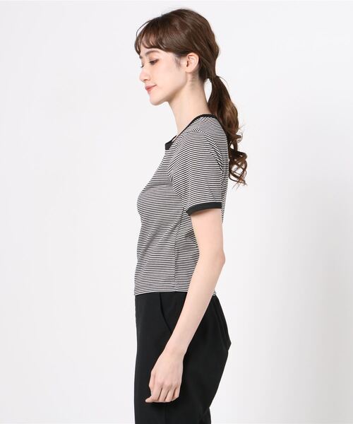 flowriri(フロウリリ)の「flowriri ボーダーTシャツ(Tシャツ/カットソー・レディース・ブラック/グリーン・FREE)」の4枚目の写真