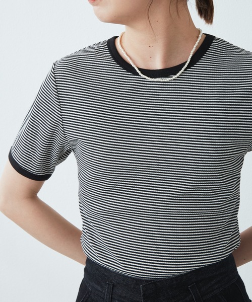 flowriri(フロウリリ)の「flowriri ボーダーTシャツ(Tシャツ/カットソー・レディース・ブラック/グリーン・FREE)」の8枚目の写真