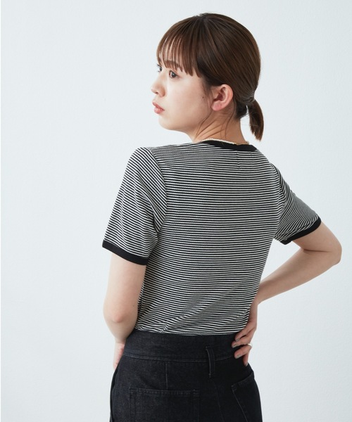 flowriri(フロウリリ)の「flowriri ボーダーTシャツ(Tシャツ/カットソー・レディース・ブラック/グリーン・FREE)」の7枚目の写真