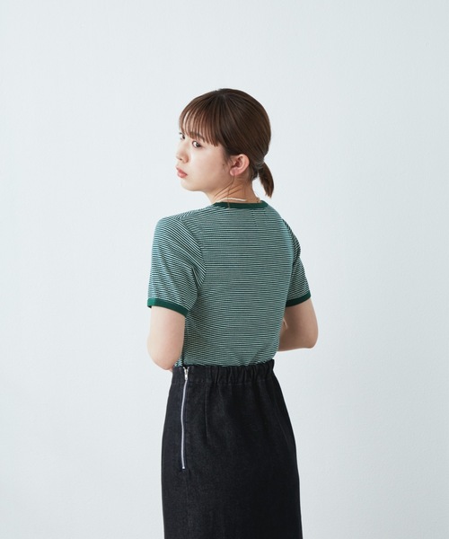 flowriri(フロウリリ)の「flowriri ボーダーTシャツ(Tシャツ/カットソー・レディース・ブラック/グリーン・FREE)」の12枚目の写真