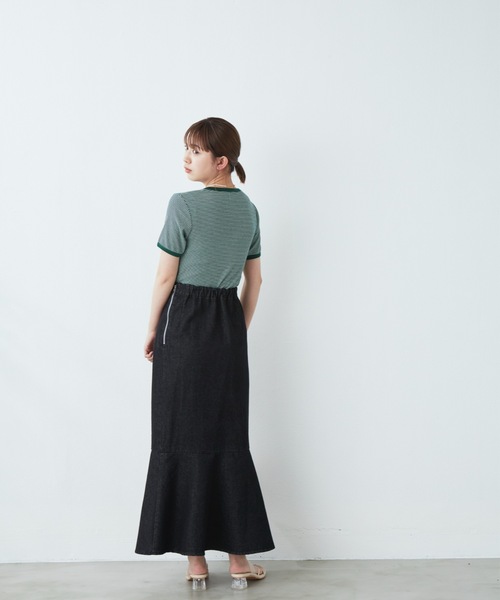 flowriri(フロウリリ)の「flowriri ボーダーTシャツ(Tシャツ/カットソー・レディース・ブラック/グリーン・FREE)」の10枚目の写真