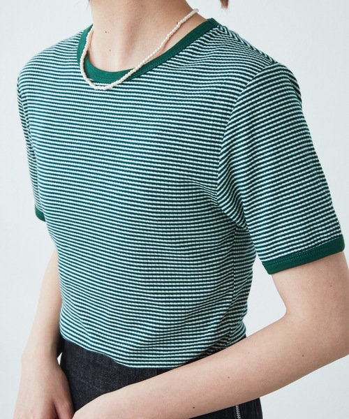 flowriri(フロウリリ)の「flowriri ボーダーTシャツ(Tシャツ/カットソー・レディース・ブラック/グリーン・FREE)」の14枚目の写真