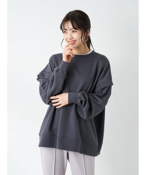 earth music&ecology（アースミュージックアンドエコロジー）の「ルーズシルエットプルオーバー ＊（スウェット・レディース・チャコールグレー/オフホワイト/ミント/ピンクベージュ・FREE）」の10枚目の写真