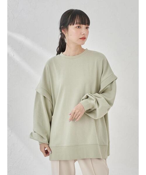 earth music&ecology（アースミュージックアンドエコロジー）の「ルーズシルエットプルオーバー ＊（スウェット・レディース・チャコールグレー/オフホワイト/ミント/ピンクベージュ・FREE）」の11枚目の写真