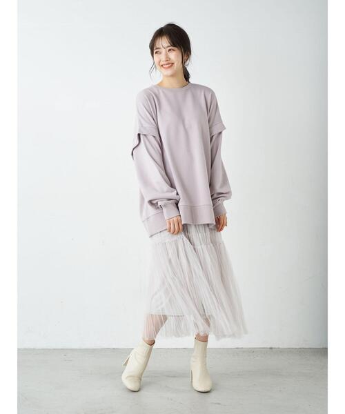 earth music&ecology（アースミュージックアンドエコロジー）の「ルーズシルエットプルオーバー ＊（スウェット・レディース・チャコールグレー/オフホワイト/ミント/ピンクベージュ・FREE）」の14枚目の写真