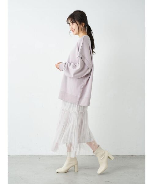 earth music&ecology（アースミュージックアンドエコロジー）の「ルーズシルエットプルオーバー ＊（スウェット・レディース・チャコールグレー/オフホワイト/ミント/ピンクベージュ・FREE）」の15枚目の写真