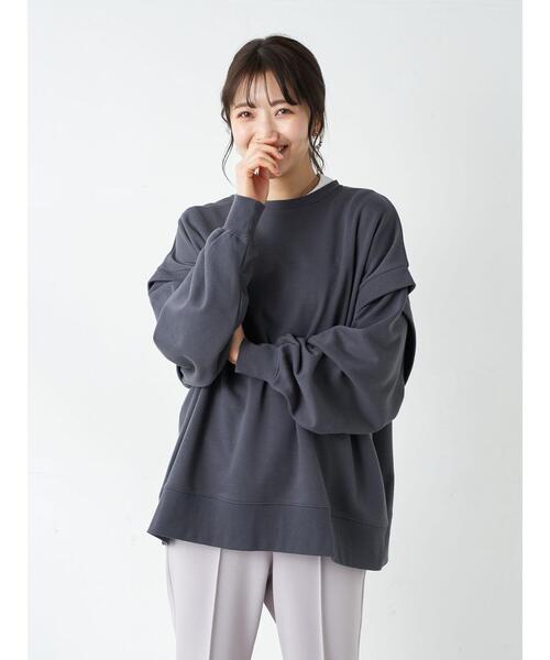 earth music&ecology（アースミュージックアンドエコロジー）の「ルーズシルエットプルオーバー ＊（スウェット・レディース・チャコールグレー/オフホワイト/ミント/ピンクベージュ・FREE）」の19枚目の写真