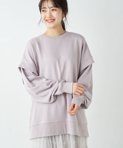 earth music&ecology（アースミュージックアンドエコロジー）の「ルーズシルエットプルオーバー ＊（スウェット・レディース・チャコールグレー/オフホワイト/ミント/ピンクベージュ・FREE）」の4枚目の写真