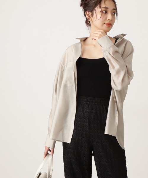 N.（N. Natural Beauty Basic）（エヌエヌナチュラルビューティーベーシック）の「◆シアーリラックスシャツ（シャツ/ブラウス・レディース・ベージュ/パープル/ブルー/ブラック・MEDIUM）」の3枚目の写真