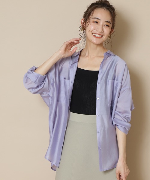 N.（N. Natural Beauty Basic）（エヌエヌナチュラルビューティーベーシック）の「◆シアーリラックスシャツ（シャツ/ブラウス・レディース・ベージュ/パープル/ブルー/ブラック・MEDIUM）」の4枚目の写真