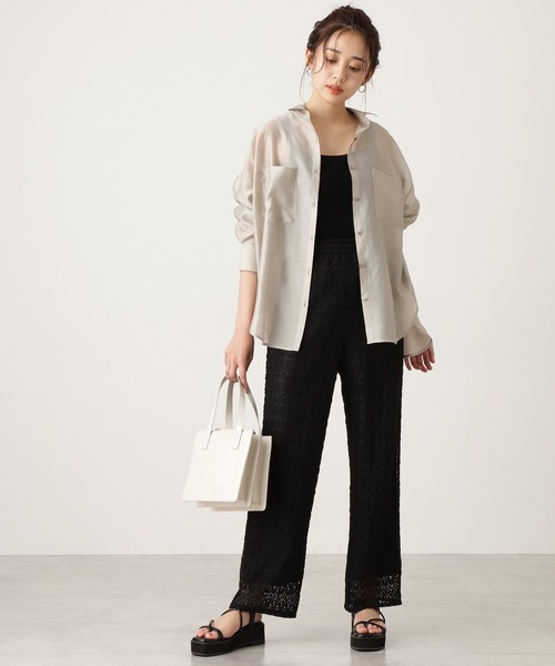 N.（N. Natural Beauty Basic）（エヌエヌナチュラルビューティーベーシック）の「◆シアーリラックスシャツ（シャツ/ブラウス・レディース・ベージュ/パープル/ブルー/ブラック・MEDIUM）」の7枚目の写真