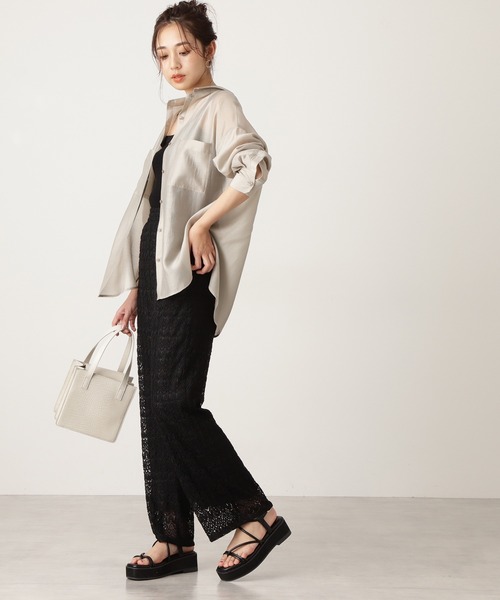 N.（N. Natural Beauty Basic）（エヌエヌナチュラルビューティーベーシック）の「◆シアーリラックスシャツ（シャツ/ブラウス・レディース・ベージュ/パープル/ブルー/ブラック・MEDIUM）」の8枚目の写真