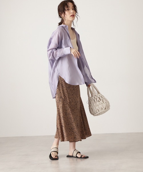 N.（N. Natural Beauty Basic）（エヌエヌナチュラルビューティーベーシック）の「◆シアーリラックスシャツ（シャツ/ブラウス・レディース・ベージュ/パープル/ブルー/ブラック・MEDIUM）」の13枚目の写真