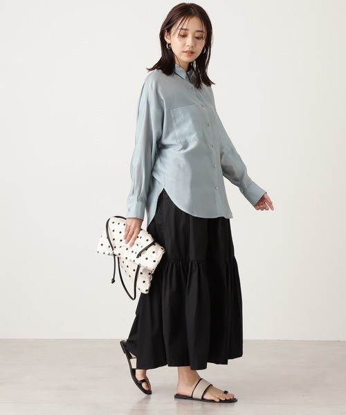 N.（N. Natural Beauty Basic）（エヌエヌナチュラルビューティーベーシック）の「◆シアーリラックスシャツ（シャツ/ブラウス・レディース・ベージュ/パープル/ブルー/ブラック・MEDIUM）」の10枚目の写真