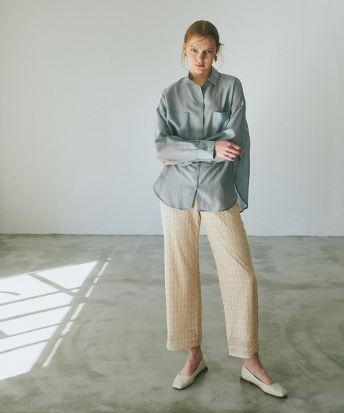 N.（N. Natural Beauty Basic）（エヌエヌナチュラルビューティーベーシック）の「◆シアーリラックスシャツ（シャツ/ブラウス・レディース・ベージュ/パープル/ブルー/ブラック・MEDIUM）」の15枚目の写真