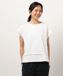 m.f.editorial | *エムエフエディトリアルレディース/m.f.editorial：Women　ハシゴレース クルーネック半袖Tシャツ(Tシャツ/カットソー)