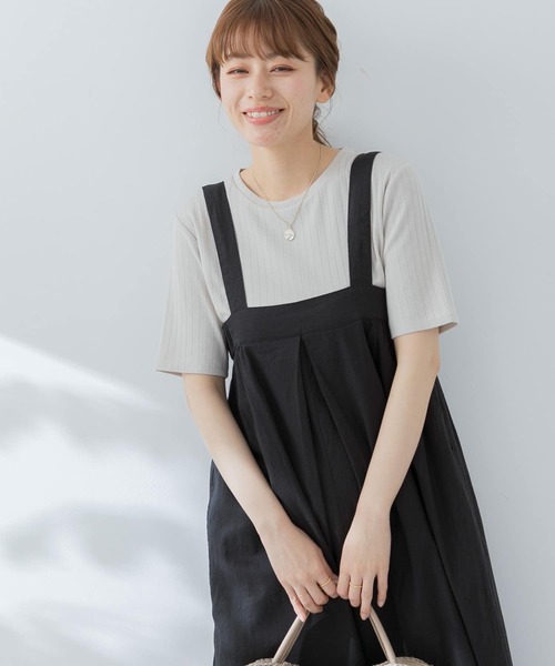 URBAN RESEARCH Sonny Label（アーバンリサーチサニーレーベル）の「リネンコットンタックワイドサロペット（サロペット/オーバーオール・レディース・ブラック/ベージュ・FREE）」の8枚目の写真