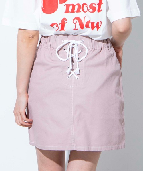 WEGO（ウィゴー）の「WEGO/バックレースアップミニスカート（スカート・レディース・ライトピンク/アイボリー・SMALL/MEDIUM）」の2枚目の写真