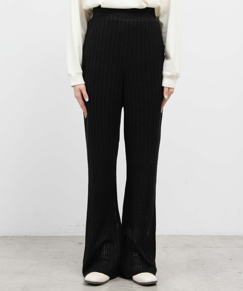 WEGO（ウィゴー）の「WEGO/透かし編みイージーパンツ（スウェットパンツ・レディース・ブラック/アイボリー・FREE）」の6枚目の写真