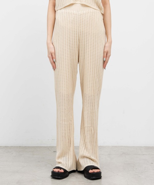 WEGO（ウィゴー）の「WEGO/透かし編みイージーパンツ（スウェットパンツ・レディース・ブラック/アイボリー・FREE）」の3枚目の写真