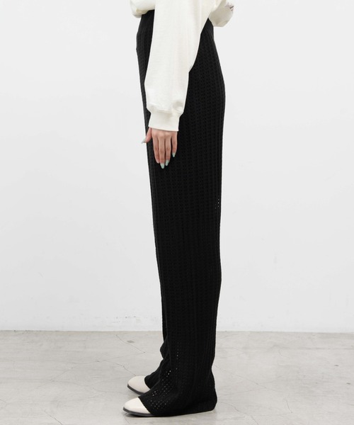 WEGO（ウィゴー）の「WEGO/透かし編みイージーパンツ（スウェットパンツ・レディース・ブラック/アイボリー・FREE）」の12枚目の写真