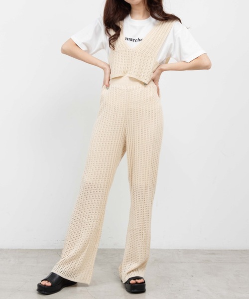 WEGO（ウィゴー）の「WEGO/透かし編みイージーパンツ（スウェットパンツ・レディース・ブラック/アイボリー・FREE）」の11枚目の写真