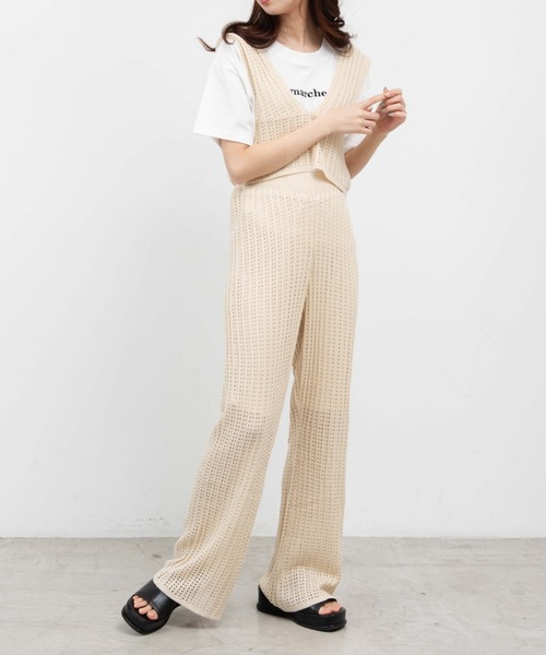 WEGO（ウィゴー）の「WEGO/透かし編みイージーパンツ（スウェットパンツ・レディース・ブラック/アイボリー・FREE）」の10枚目の写真