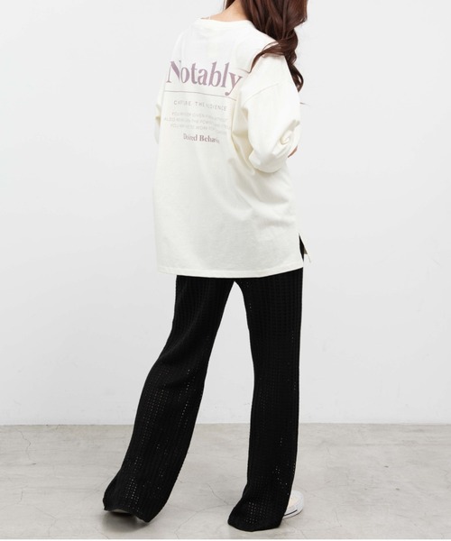 WEGO（ウィゴー）の「WEGO/透かし編みイージーパンツ（スウェットパンツ・レディース・ブラック/アイボリー・FREE）」の4枚目の写真