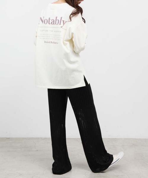 WEGO（ウィゴー）の「WEGO/透かし編みイージーパンツ（スウェットパンツ・レディース・ブラック/アイボリー・FREE）」の7枚目の写真