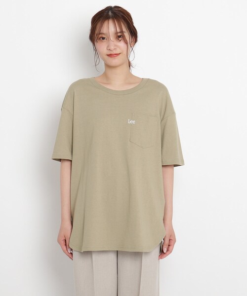 Lee(リー)の「Lee(R)別注 ポケット刺繍Tシャツ(Tシャツ/カットソー・レディース・アイボリー/ガンメタ/カーキ・02)」の4枚目の写真