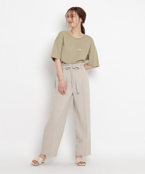 Lee(リー)の「Lee(R)別注 ポケット刺繍Tシャツ(Tシャツ/カットソー・レディース・アイボリー/ガンメタ/カーキ・02)」の7枚目の写真