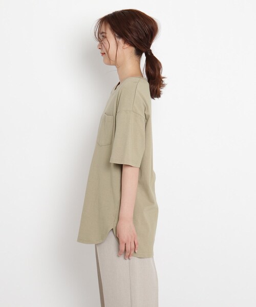 Lee(リー)の「Lee(R)別注 ポケット刺繍Tシャツ(Tシャツ/カットソー・レディース・アイボリー/ガンメタ/カーキ・02)」の9枚目の写真