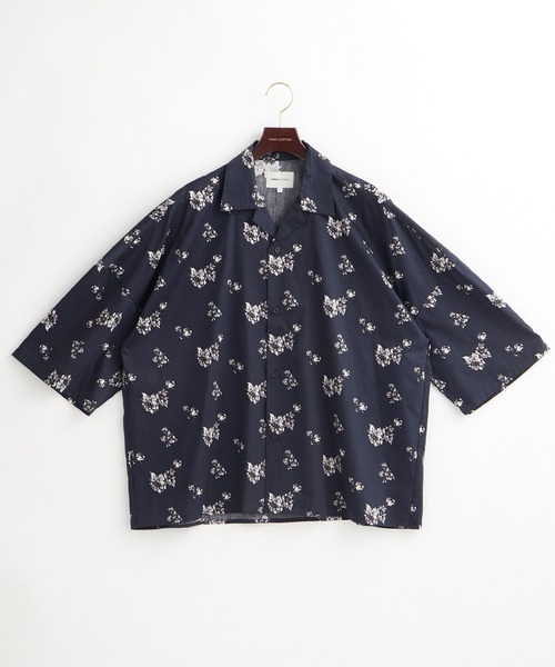 EMMA CLOTHES（エマクローズ）の「オーバーサイズドルマン プラントガラ オープンカラーS/Sシャツ EMMA CLOTHES（シャツ/ブラウス・メンズ・ホワイト系その他/ブラック系その他/ベージュ系その他/グリーン系その他/ブルー系その他/ブラック系その他2/ブルー系その他2/ブルー系その他3・M/L）」の14枚目の写真