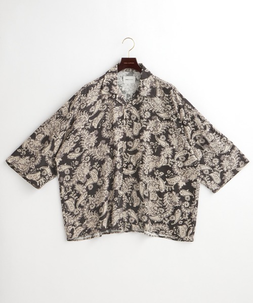 EMMA CLOTHES（エマクローズ）の「オーバーサイズドルマン プラントガラ オープンカラーS/Sシャツ EMMA CLOTHES（シャツ/ブラウス・メンズ・ホワイト系その他/ブラック系その他/ベージュ系その他/グリーン系その他/ブルー系その他/ブラック系その他2/ブルー系その他2/ブルー系その他3・M/L）」の12枚目の写真