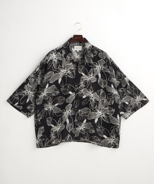 EMMA CLOTHES（エマクローズ）の「オーバーサイズドルマン プラントガラ オープンカラーS/Sシャツ EMMA CLOTHES（シャツ/ブラウス・メンズ・ホワイト系その他/ブラック系その他/ベージュ系その他/グリーン系その他/ブルー系その他/ブラック系その他2/ブルー系その他2/ブルー系その他3・M/L）」の11枚目の写真