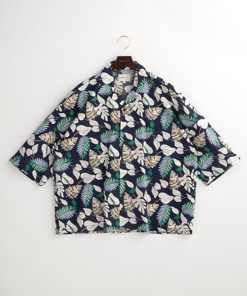 EMMA CLOTHES（エマクローズ）の「オーバーサイズドルマン プラントガラ オープンカラーS/Sシャツ EMMA CLOTHES（シャツ/ブラウス・メンズ・ホワイト系その他/ブラック系その他/ベージュ系その他/グリーン系その他/ブルー系その他/ブラック系その他2/ブルー系その他2/ブルー系その他3・M/L）」の15枚目の写真