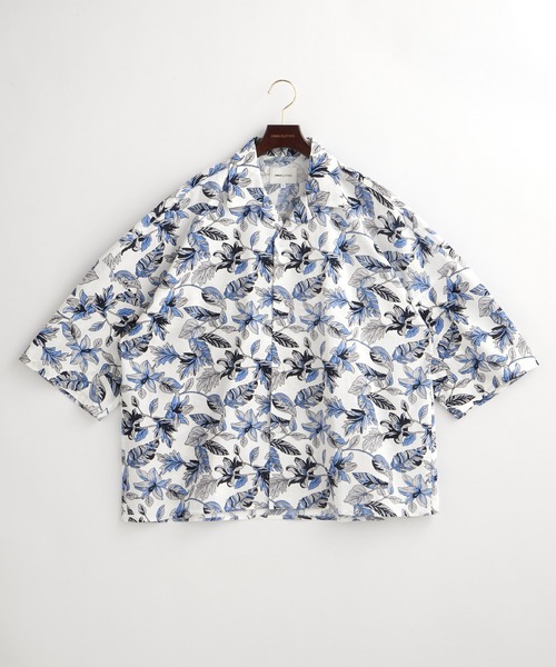 EMMA CLOTHES（エマクローズ）の「オーバーサイズドルマン プラントガラ オープンカラーS/Sシャツ EMMA CLOTHES（シャツ/ブラウス・メンズ・ホワイト系その他/ブラック系その他/ベージュ系その他/グリーン系その他/ブルー系その他/ブラック系その他2/ブルー系その他2/ブルー系その他3・M/L）」の10枚目の写真