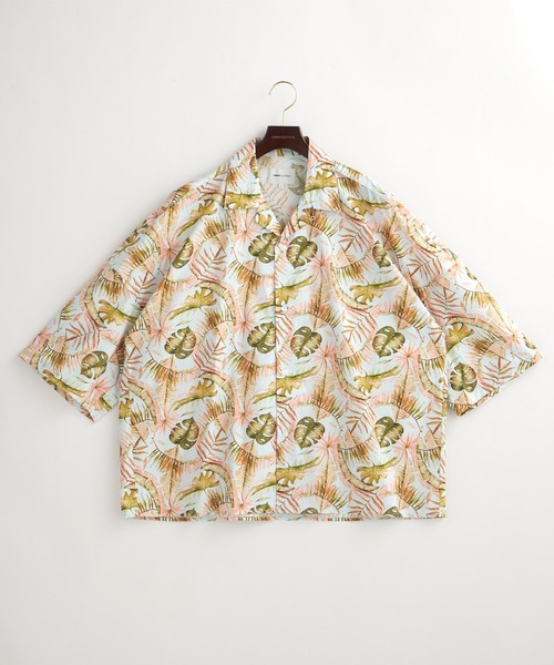 EMMA CLOTHES（エマクローズ）の「オーバーサイズドルマン プラントガラ オープンカラーS/Sシャツ EMMA CLOTHES（シャツ/ブラウス・メンズ・ホワイト系その他/ブラック系その他/ベージュ系その他/グリーン系その他/ブルー系その他/ブラック系その他2/ブルー系その他2/ブルー系その他3・M/L）」の16枚目の写真