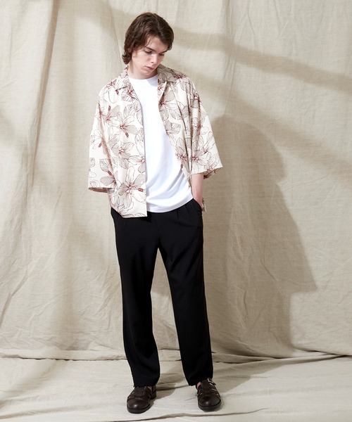 EMMA CLOTHES（エマクローズ）の「オーバーサイズドルマン プラントガラ オープンカラーS/Sシャツ EMMA CLOTHES（シャツ/ブラウス・メンズ・ホワイト系その他/ブラック系その他/ベージュ系その他/グリーン系その他/ブルー系その他/ブラック系その他2/ブルー系その他2/ブルー系その他3・M/L）」の17枚目の写真