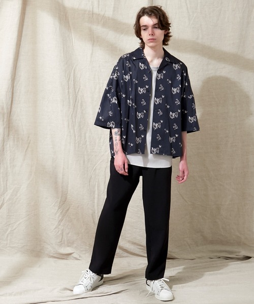 EMMA CLOTHES（エマクローズ）の「オーバーサイズドルマン プラントガラ オープンカラーS/Sシャツ EMMA CLOTHES（シャツ/ブラウス・メンズ・ホワイト系その他/ブラック系その他/ベージュ系その他/グリーン系その他/ブルー系その他/ブラック系その他2/ブルー系その他2/ブルー系その他3・M/L）」の20枚目の写真