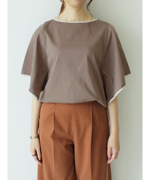 Te chichi（テチチ）の「配色パイピングフレア袖プルオーバー（Tシャツ/カットソー・レディース・オフホワイト/グレー/モカ・ﾌﾘ-）」の3枚目の写真